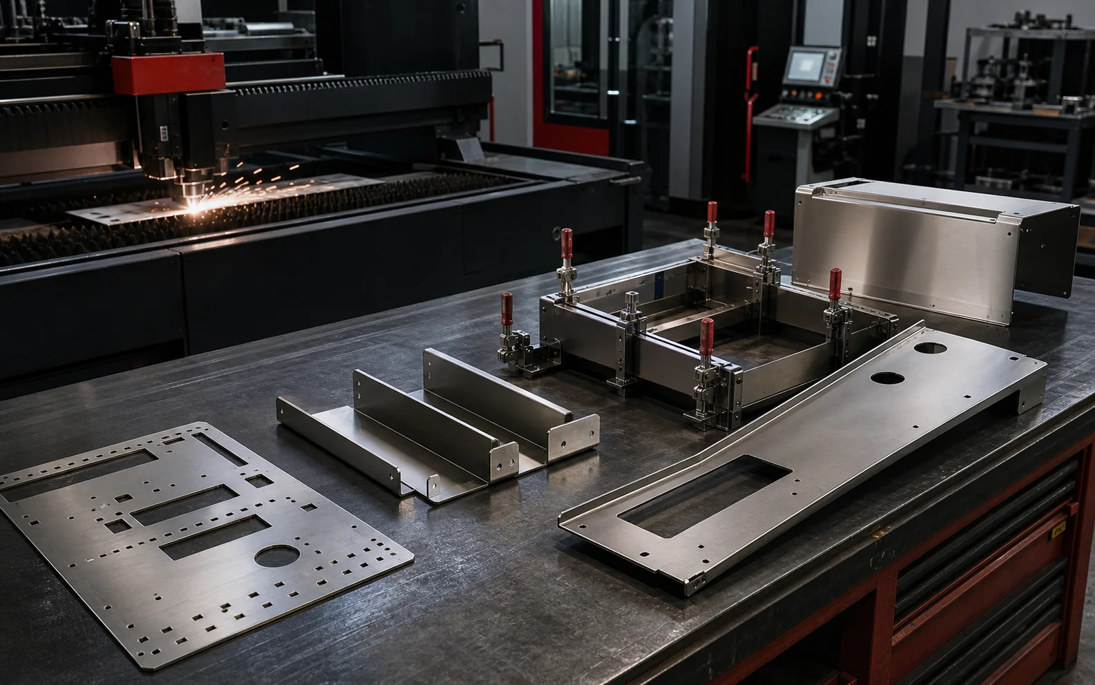 Étapes de fabrication d’un ensemble inox disposées dans l’ordre du flux atelier