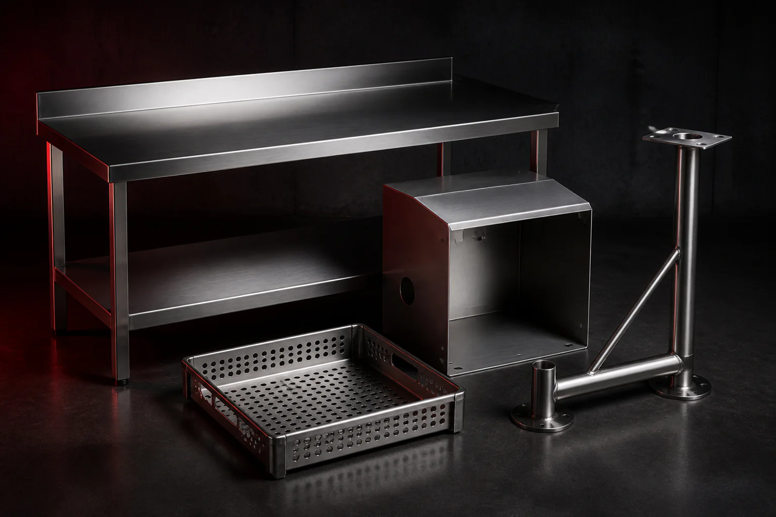 Composition originale de plusieurs fabrications professionnelles en inox