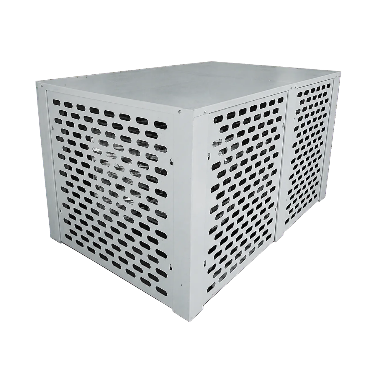 Capot de protection en acier peint avec panneaux perforés et dessus plein
