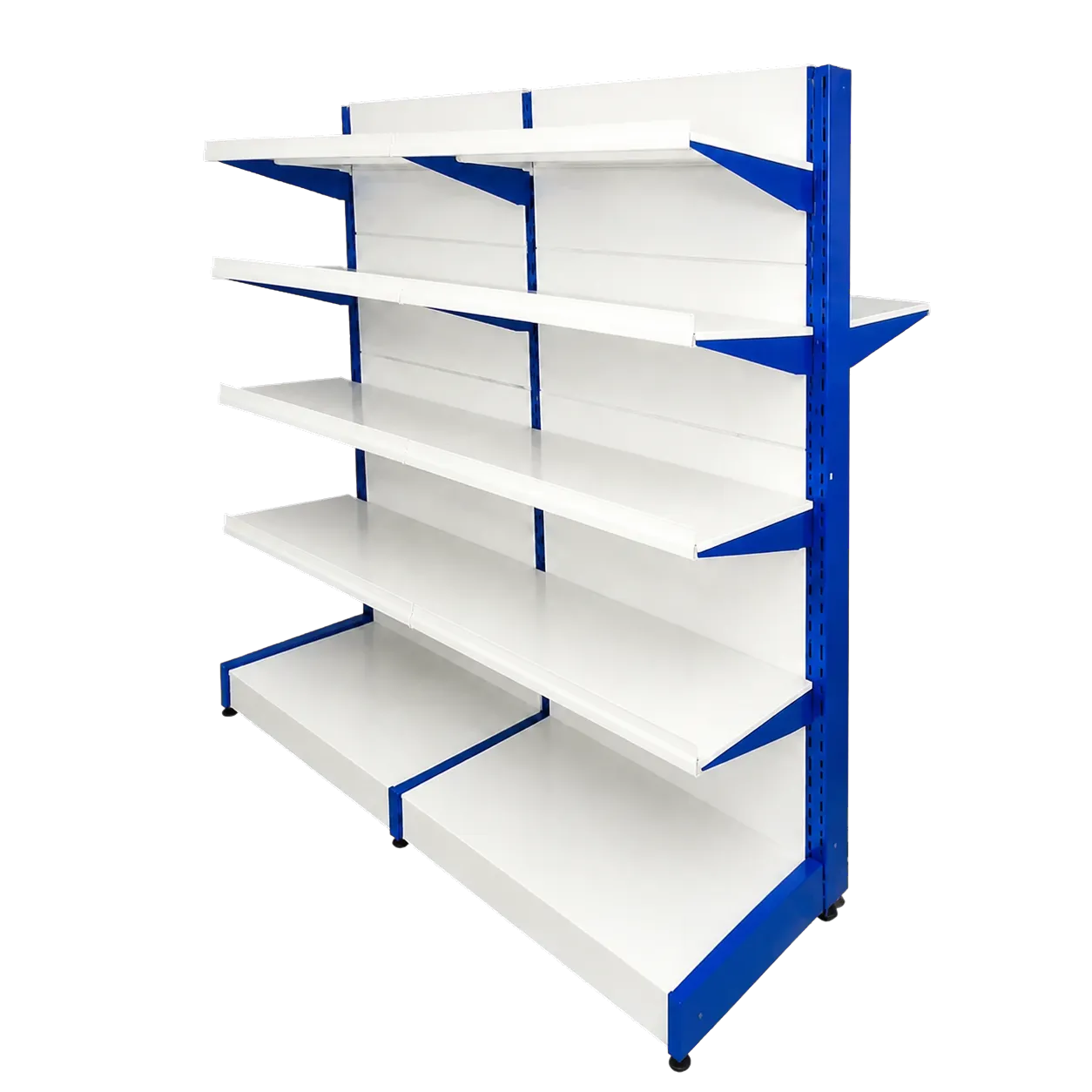 Détail des tablettes et montants de la gondole