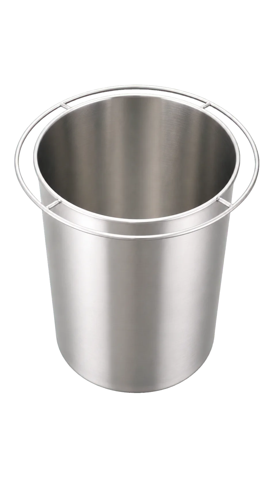 Bac cylindrique profond en inox avec anneau tubulaire de protection