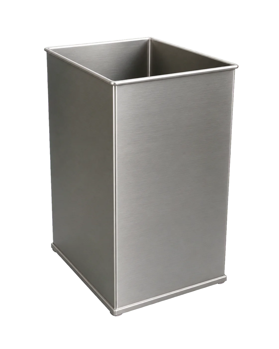 Bac rectangulaire ouvert en inox avec parois lisses et rebord renforcé