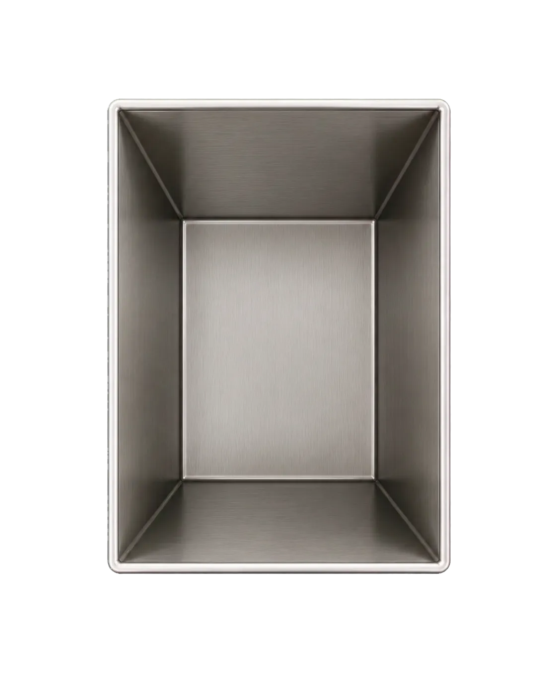 Vue verticale à 90 degrés du même bac rectangulaire