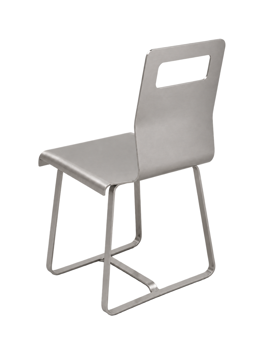 Vue arrière droite de la même chaise inox