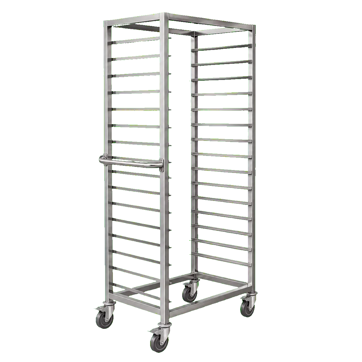 Chariot de boulangerie en inox à quinze niveaux sur roulettes