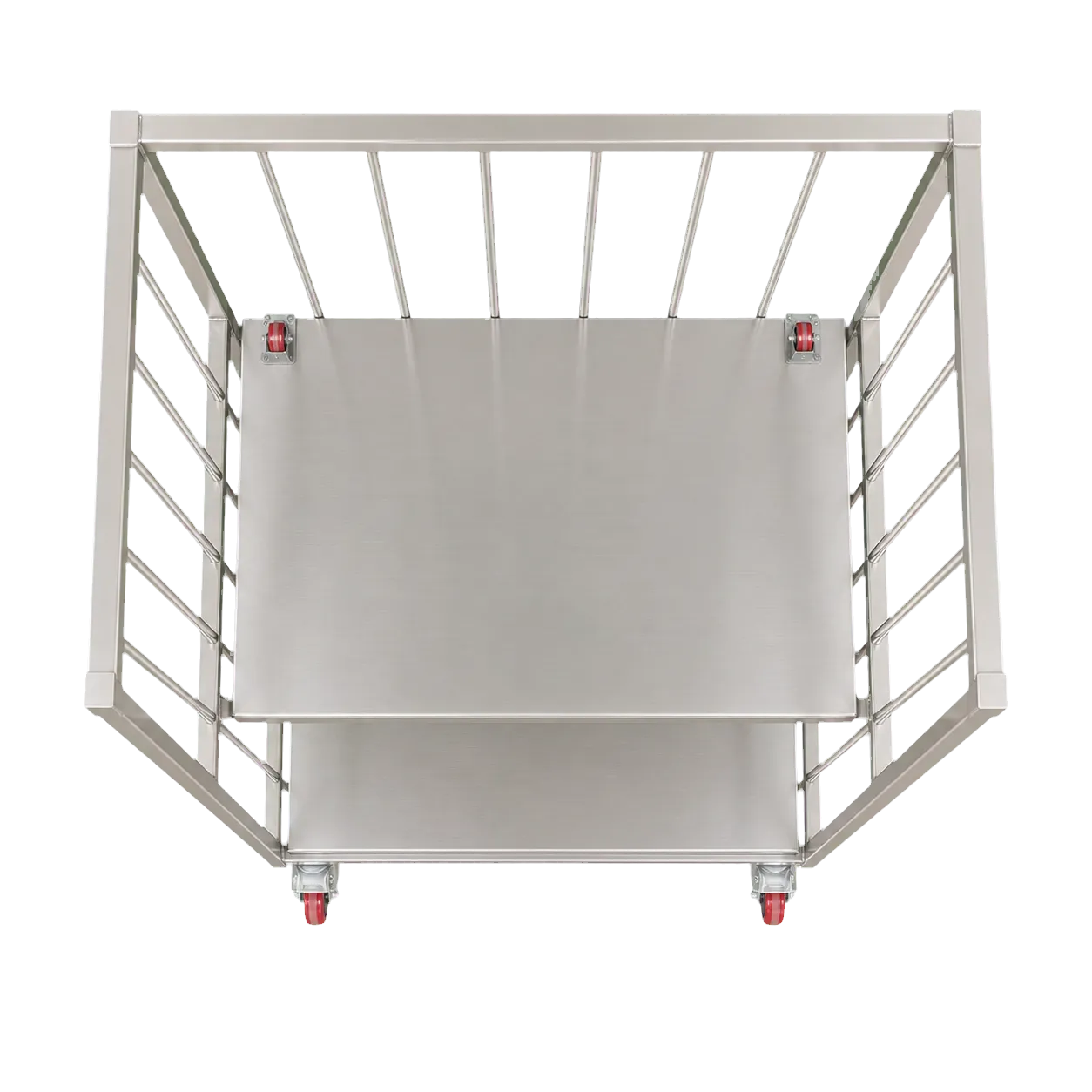 Vue verticale à 90 degrés du même chariot-cage