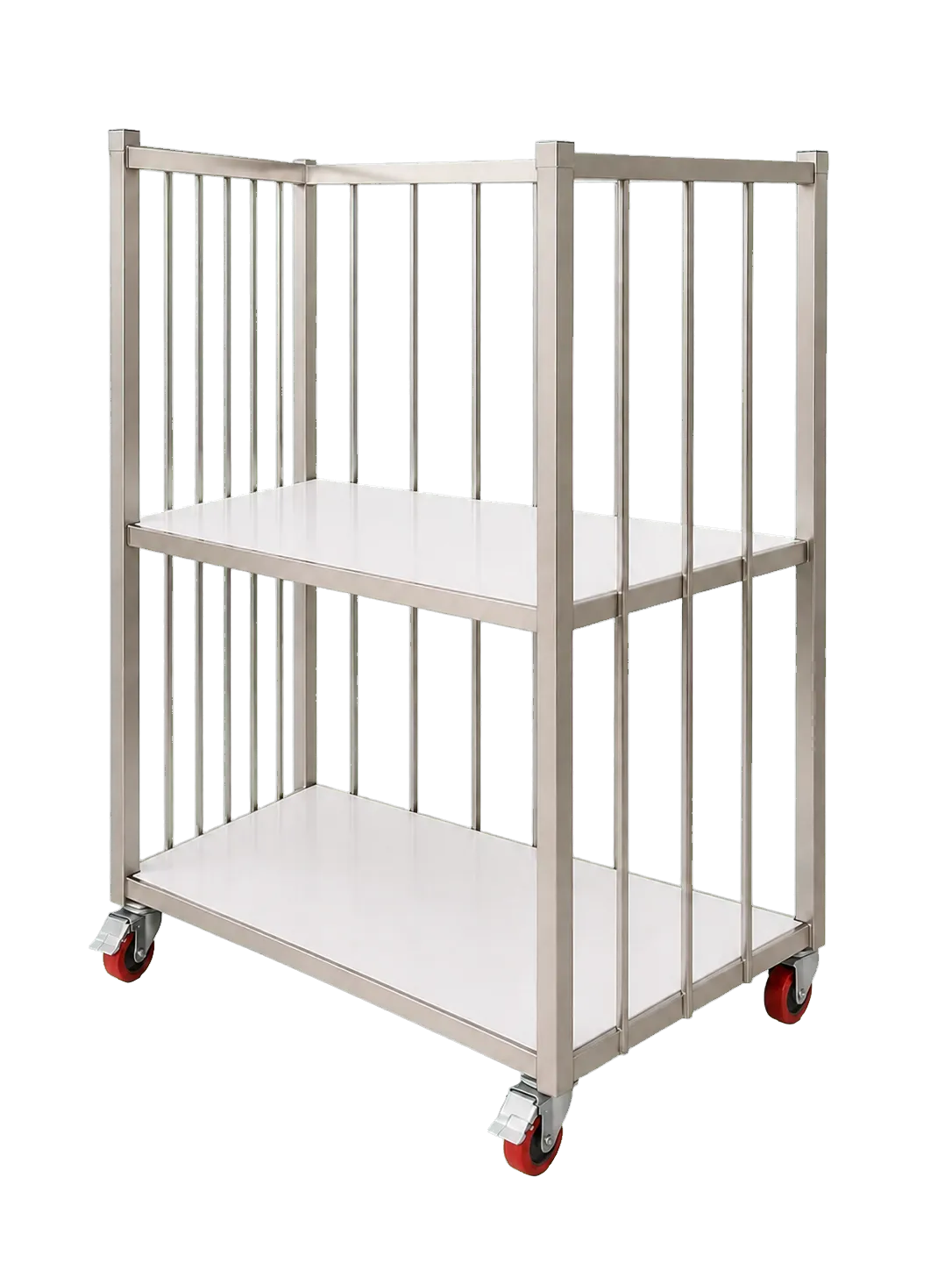 Vue arrière droite du même chariot-rayonnage