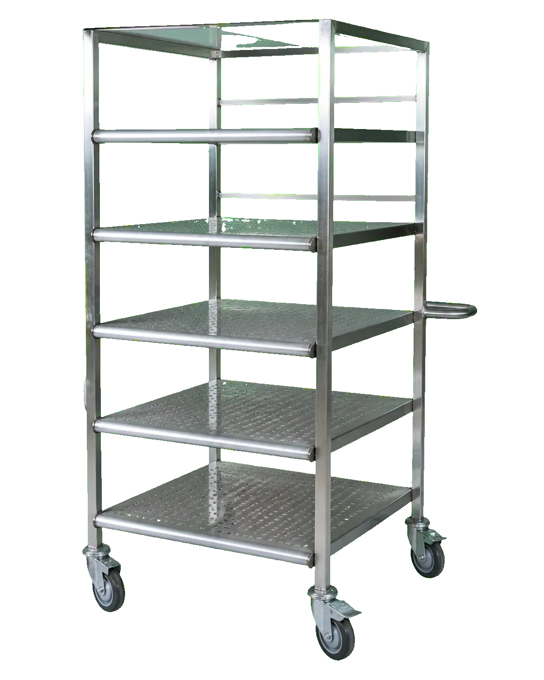 Chariot de refroidissement en inox avec cinq clayettes perforées