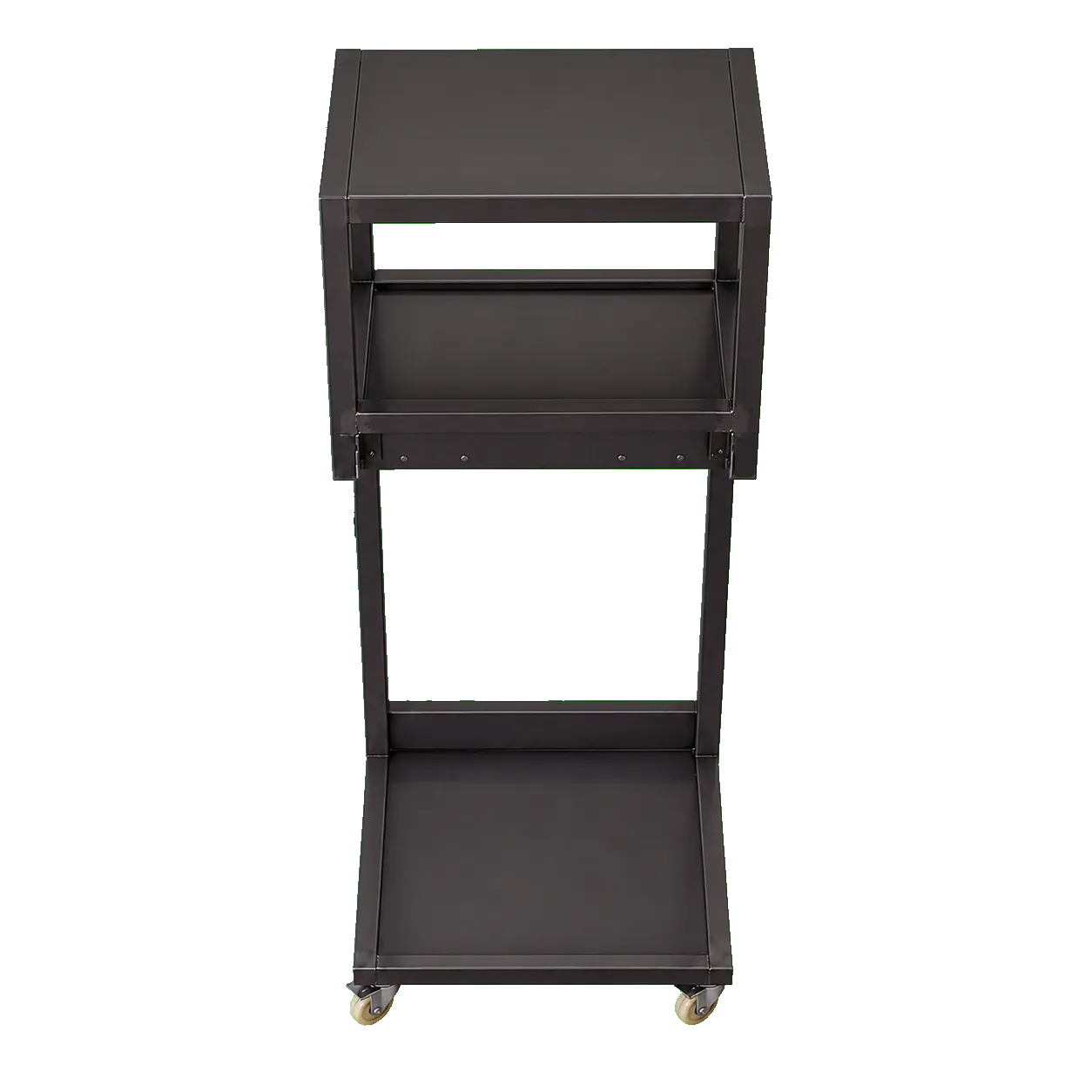 Vue presque verticale du dessus du même chariot support noir