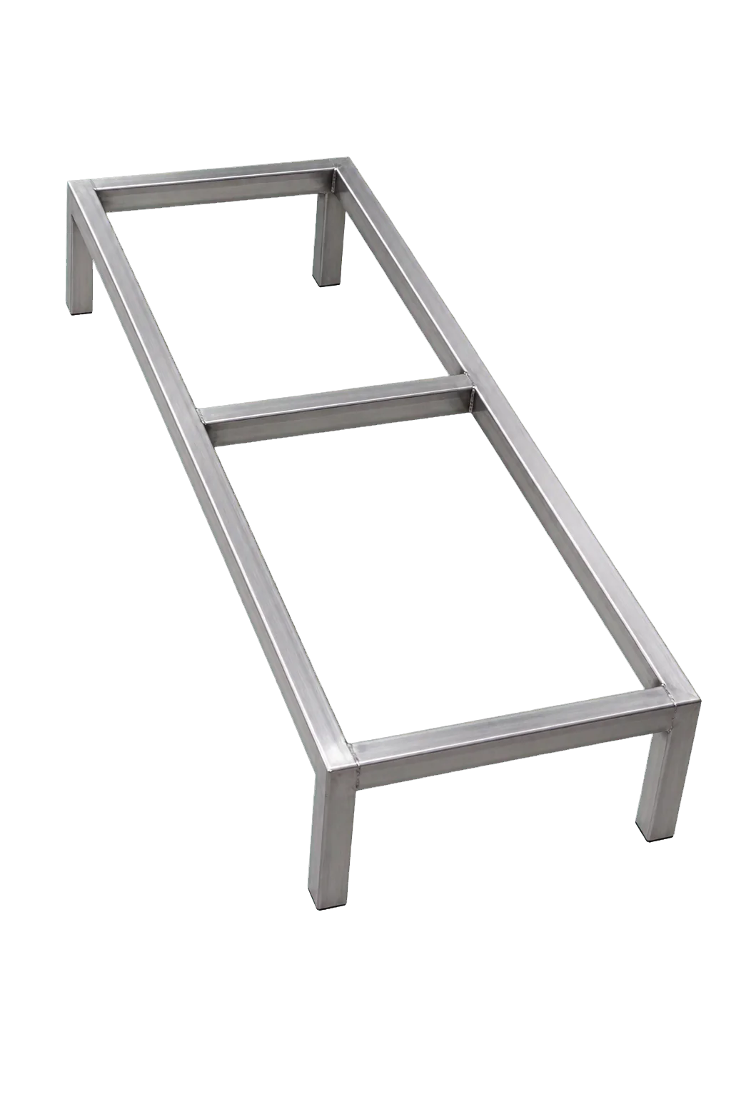 Châssis bas rectangulaire inox à traverse centrale et quatre pieds