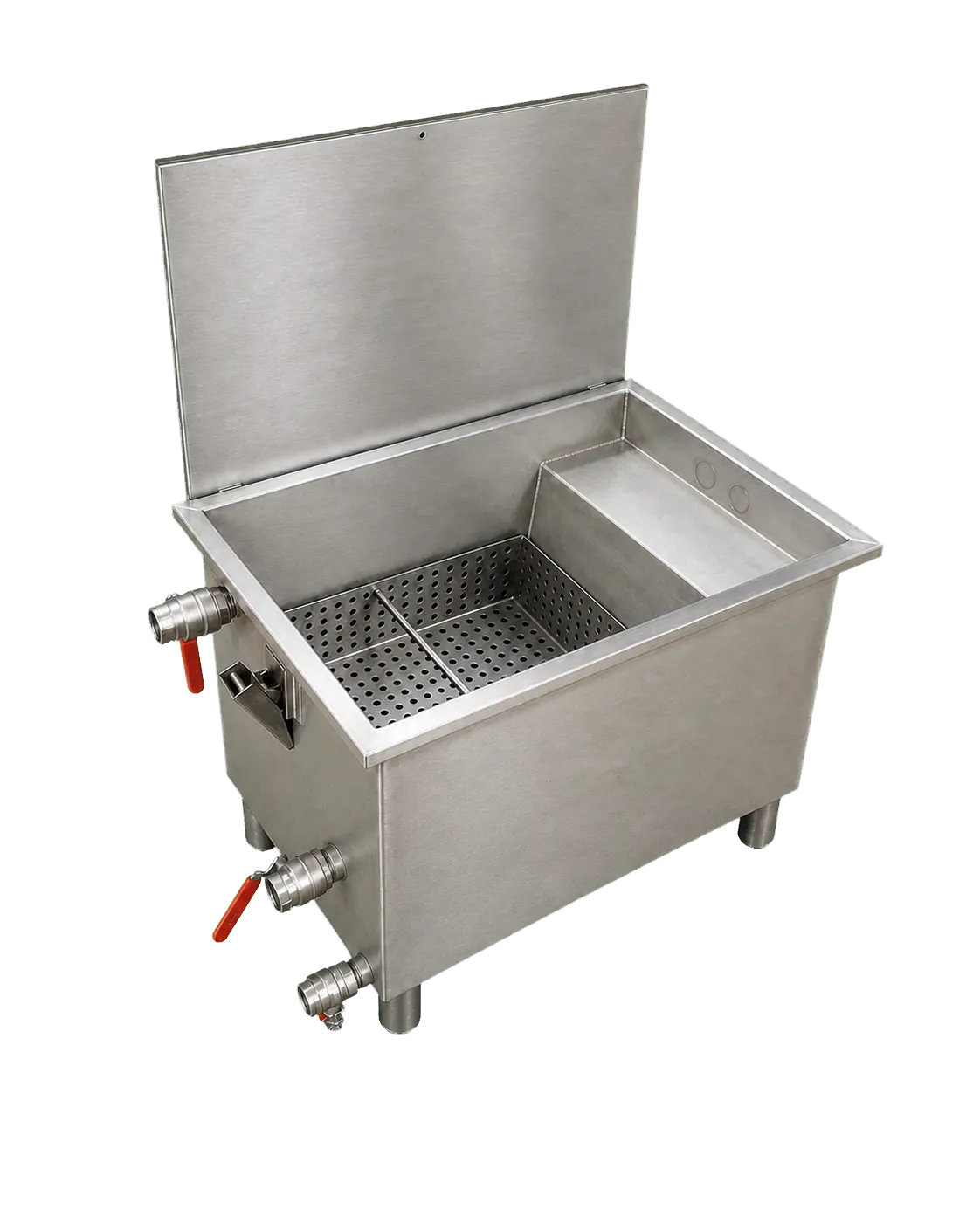 Vue avant droite de la même cuve de lavage