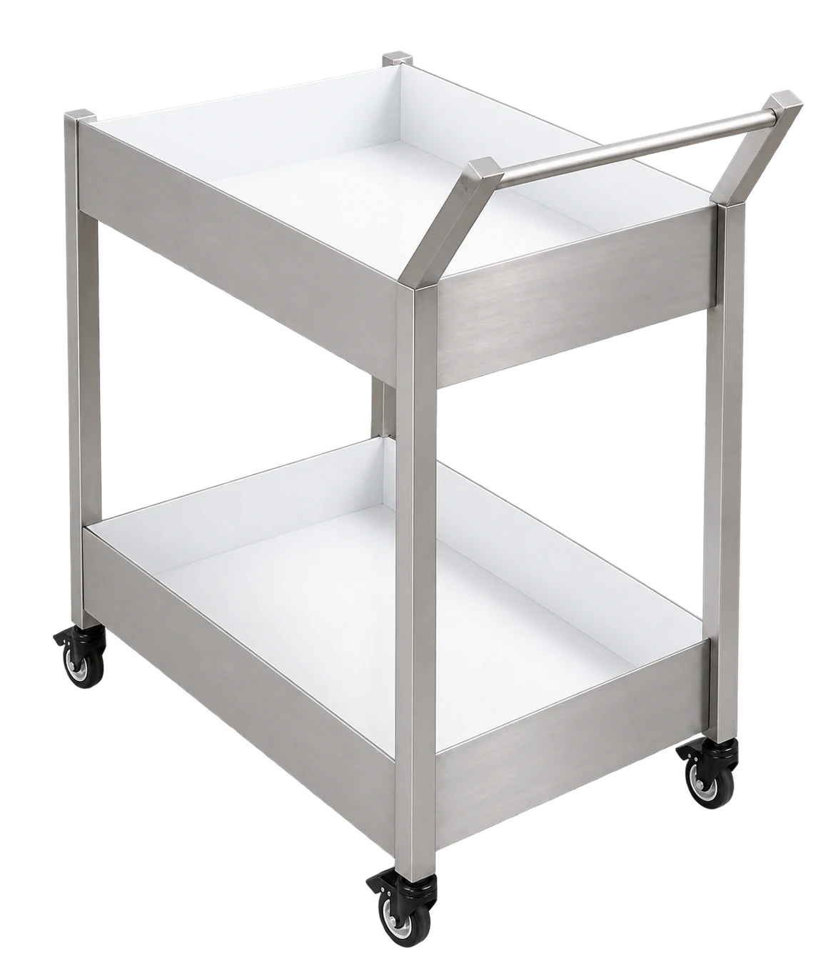 Vue arrière droite de la même desserte inox