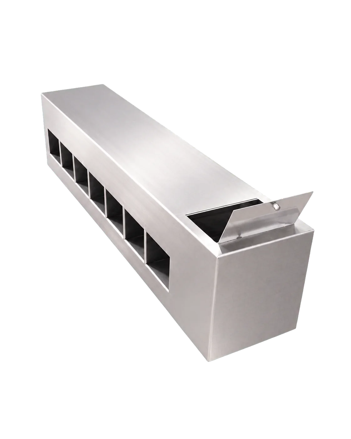Module inox longitudinal avec sept casiers latéraux et clapet supérieur