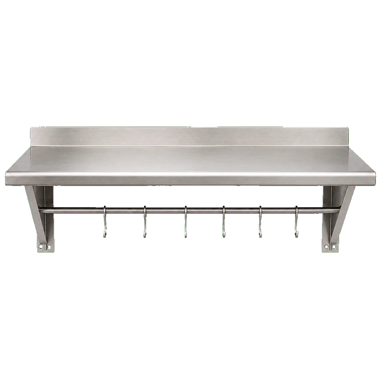 Étagère murale en inox avec barre et crochets suspendus