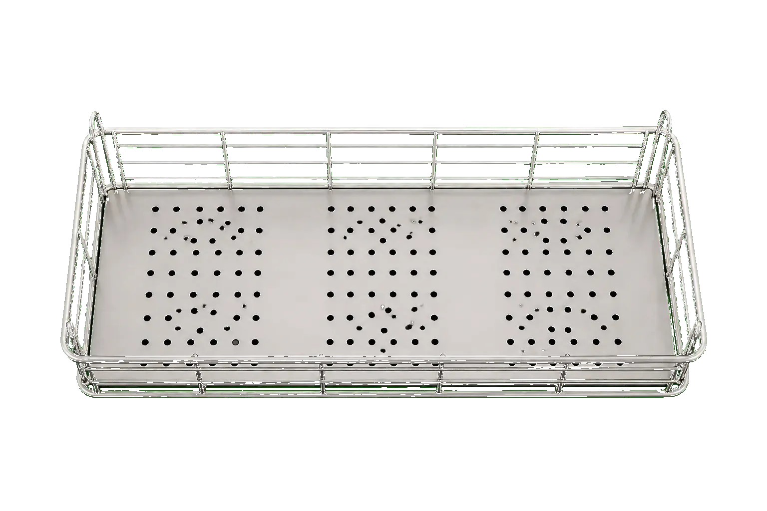 Vue plongeante du même panier inox