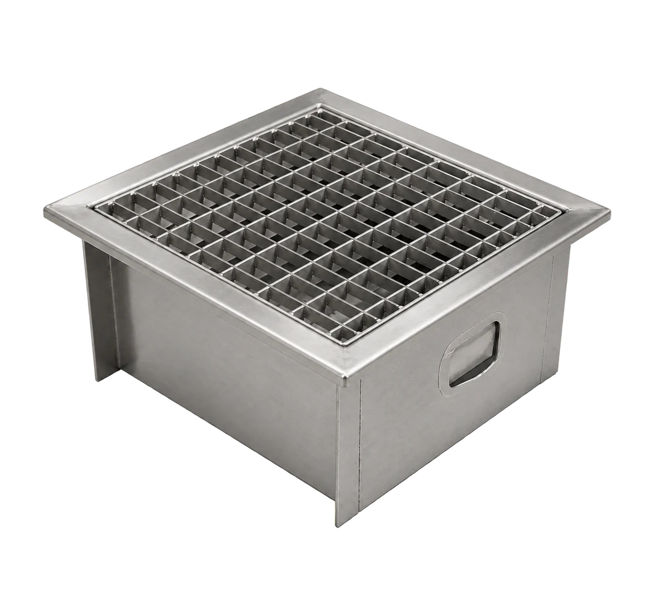 Vue arrière droite du même pédiluve inox