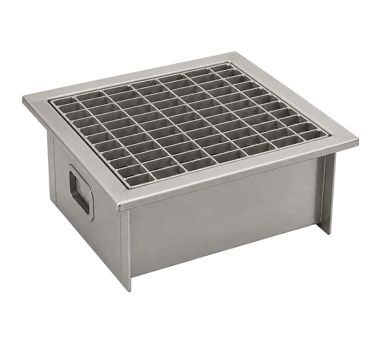 Vue avant gauche du même pédiluve inox