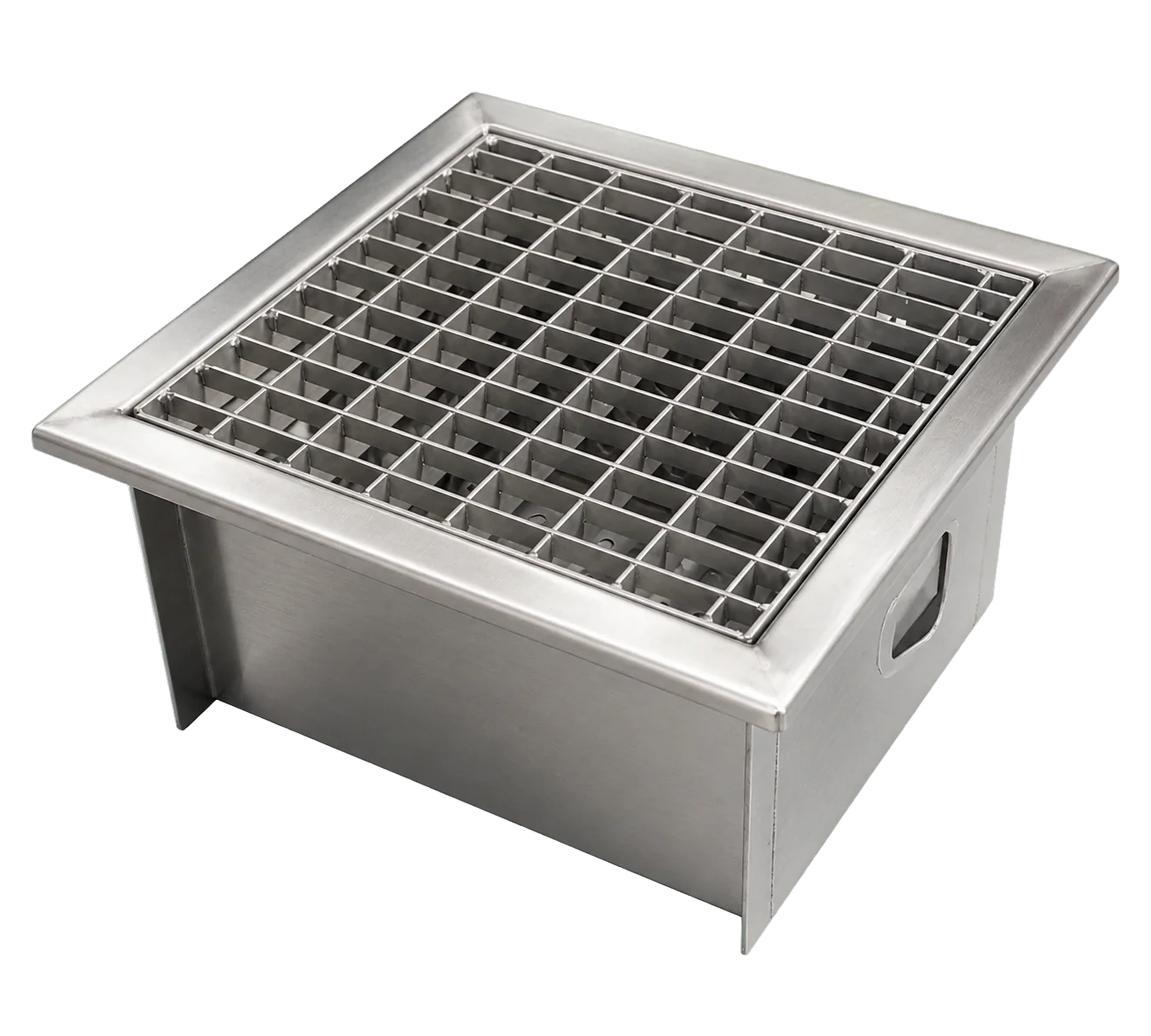 Pédiluve inox compact avec grille amovible et poignées latérales