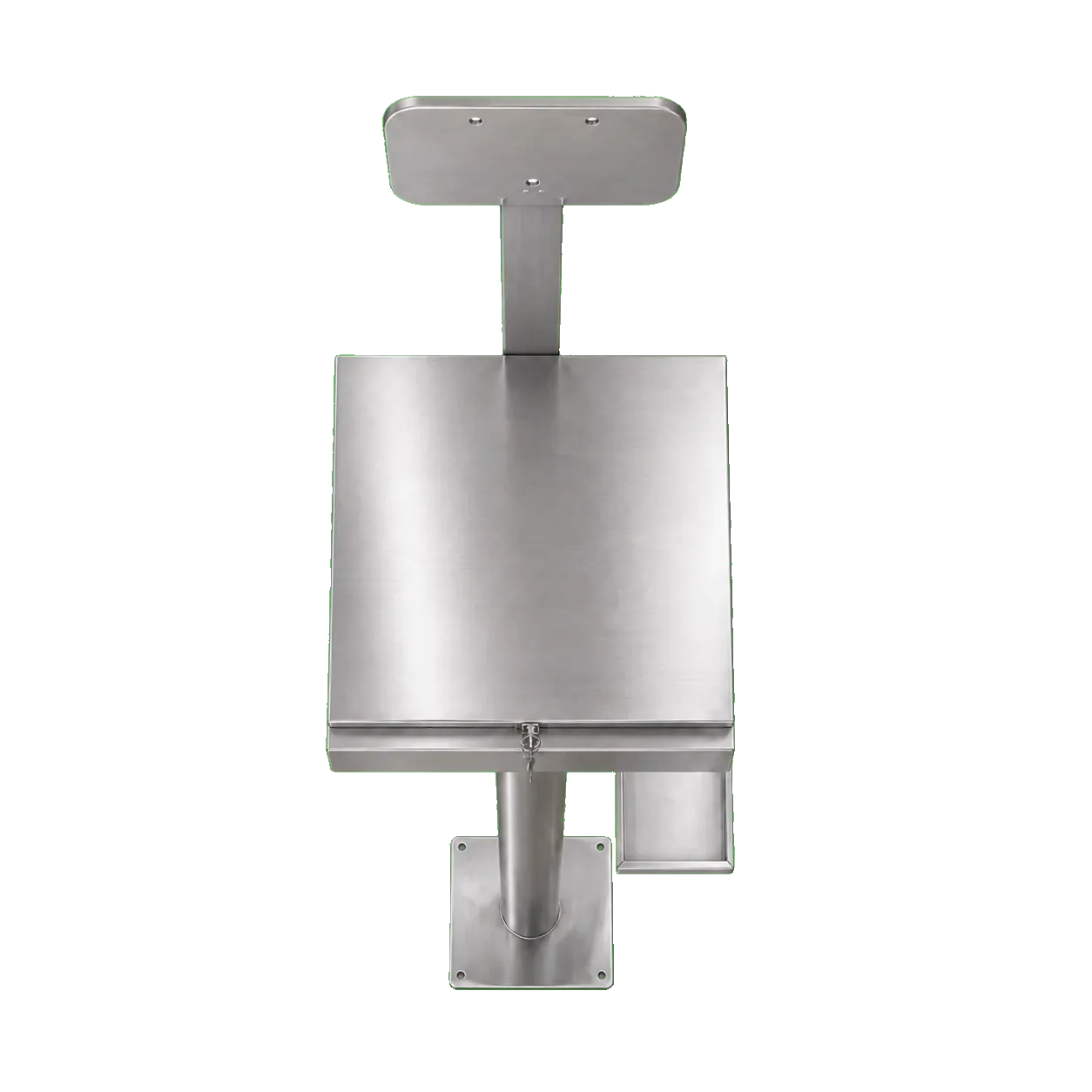 Vue verticale du dessus du même poste opérateur inox