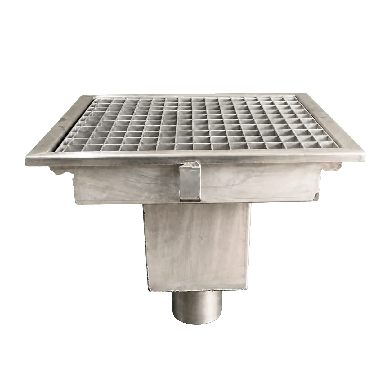 Siphon de sol inox à grille carrée