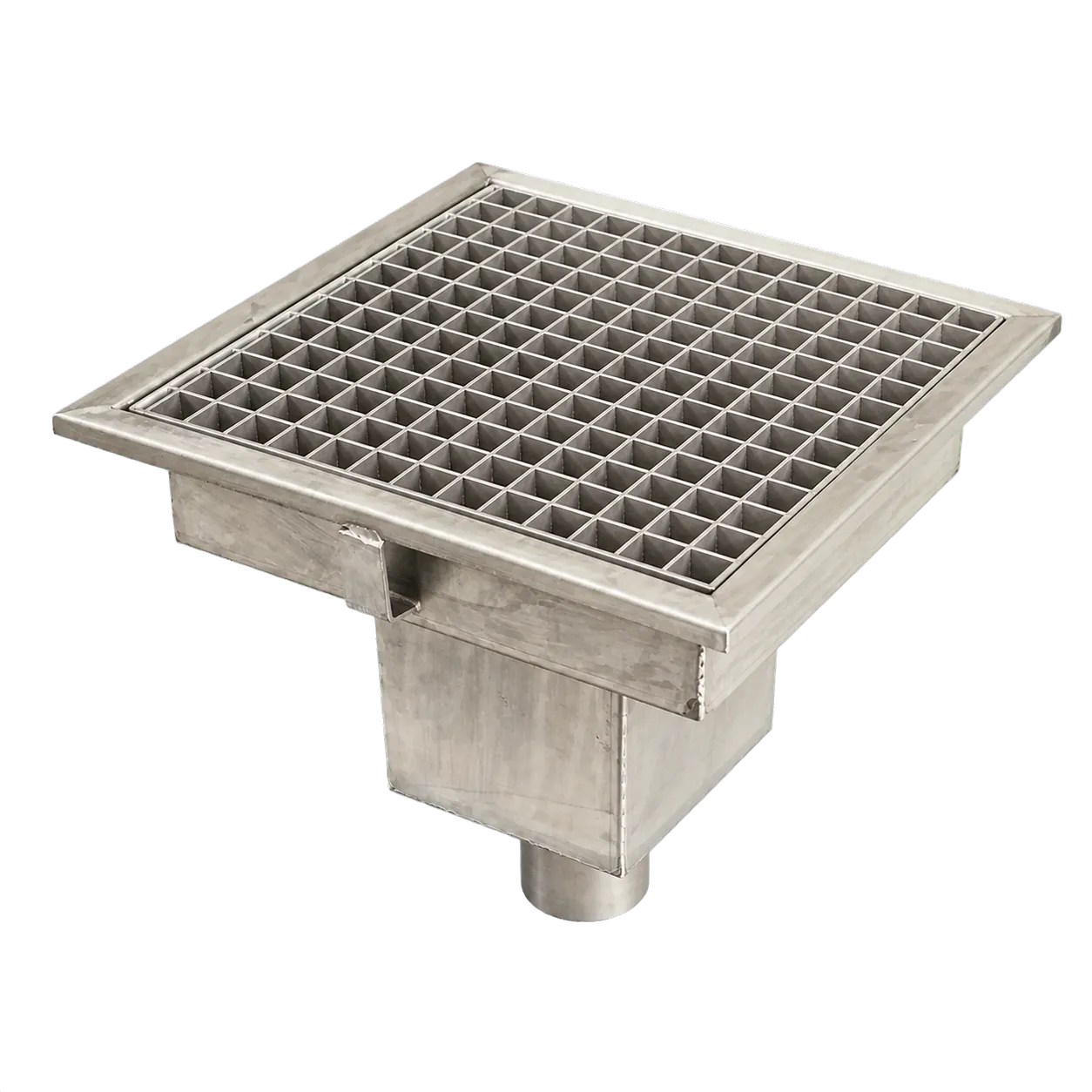 Vue haute du même siphon montrant toute la grille carrée et le cadre