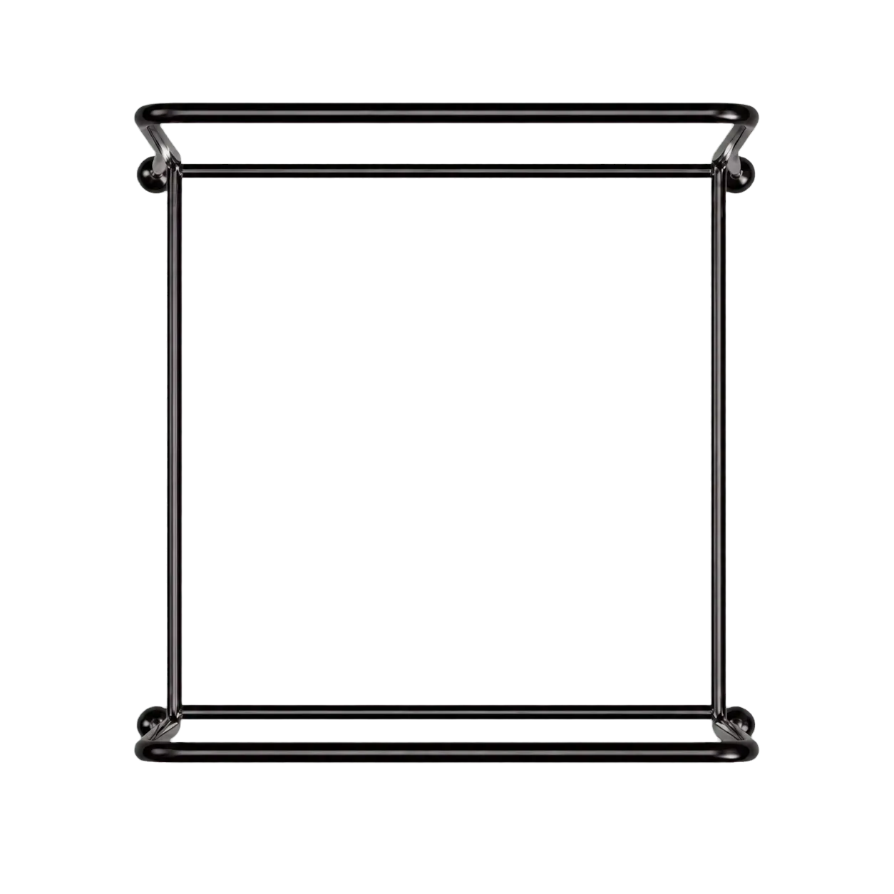 Vue verticale à 90 degrés du même support tubulaire noir