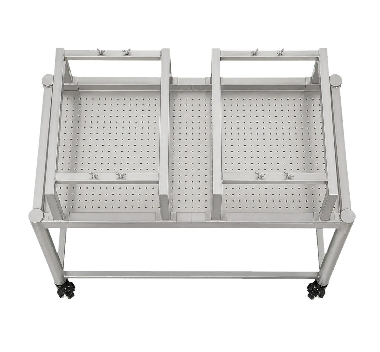 Vue verticale à 90 degrés depuis le dessus de la même table porte-équipements