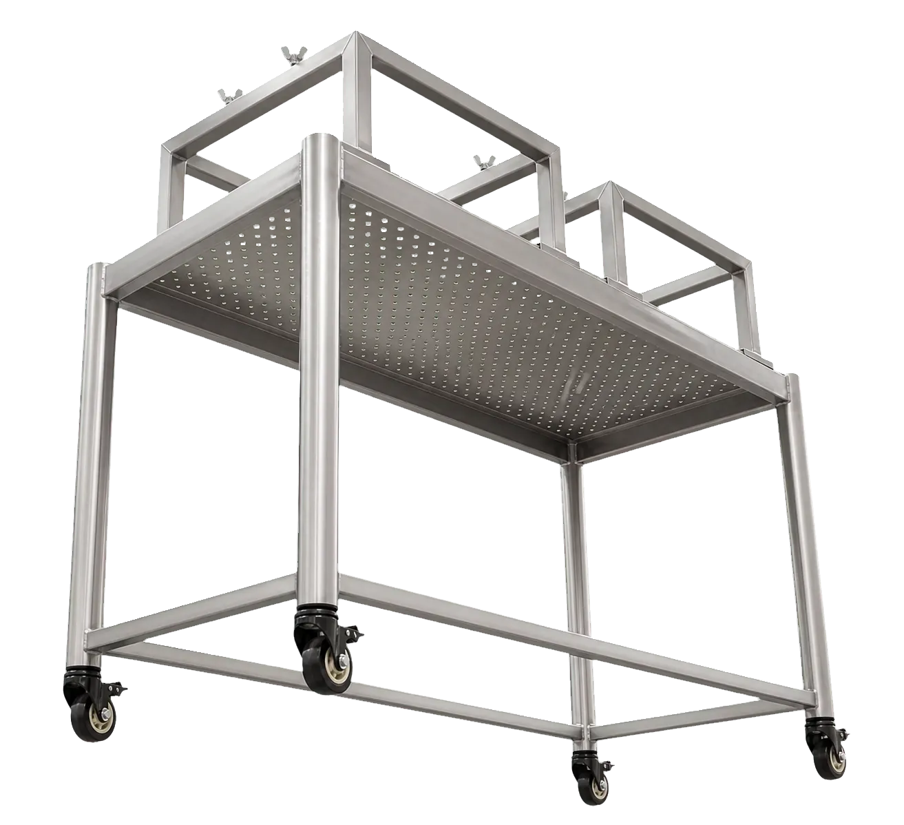 Vue très basse depuis le sol de la même table porte-équipements