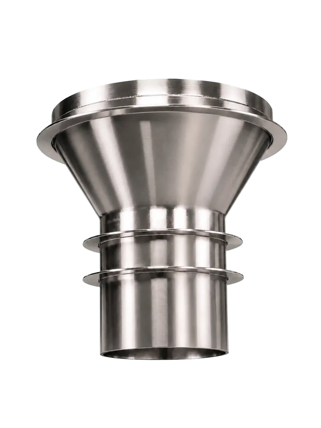 Vue basse de la même trémie conique inox