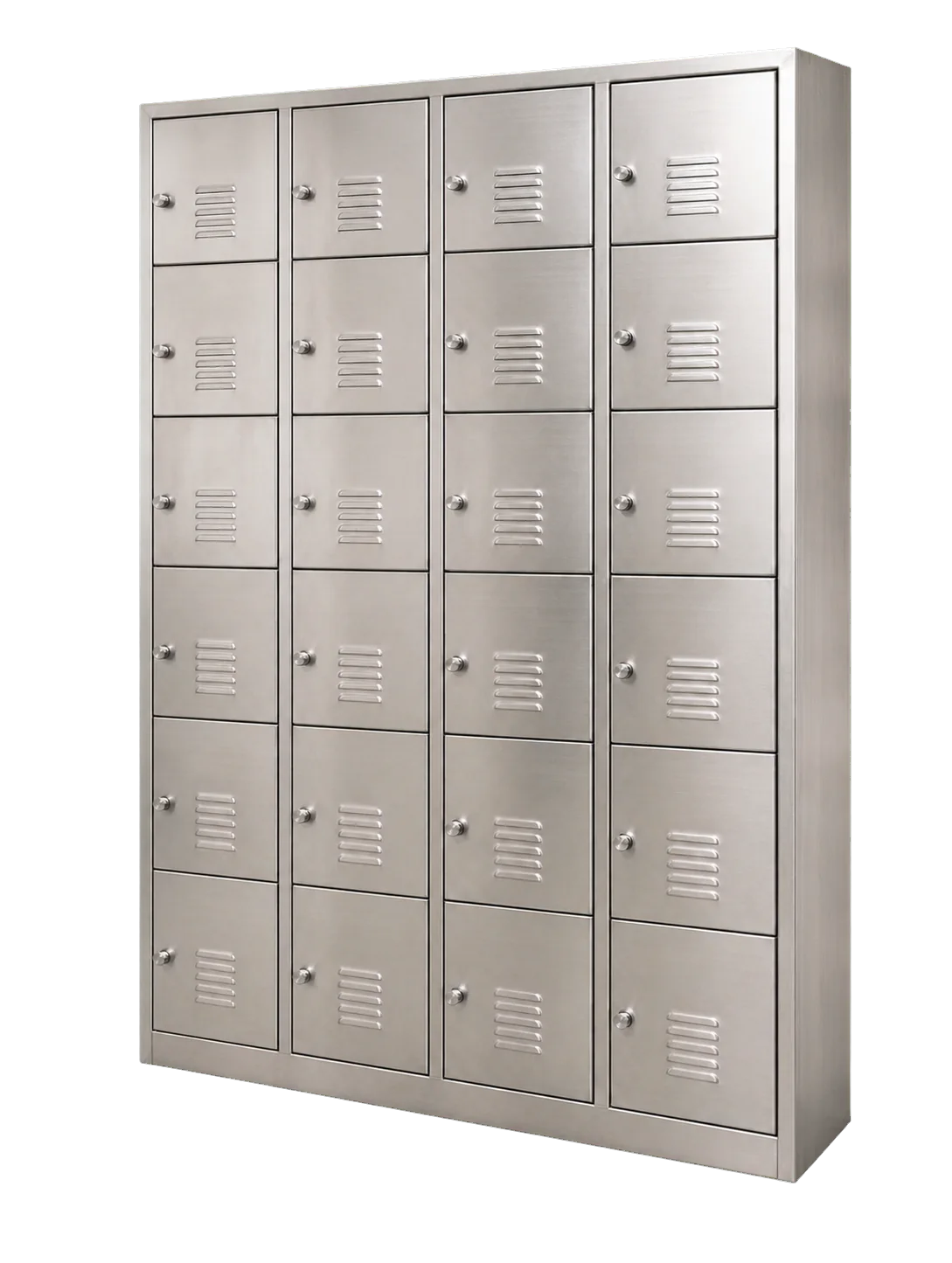 Vestiaire multicasiers inox à vingt-quatre portes ventilées
