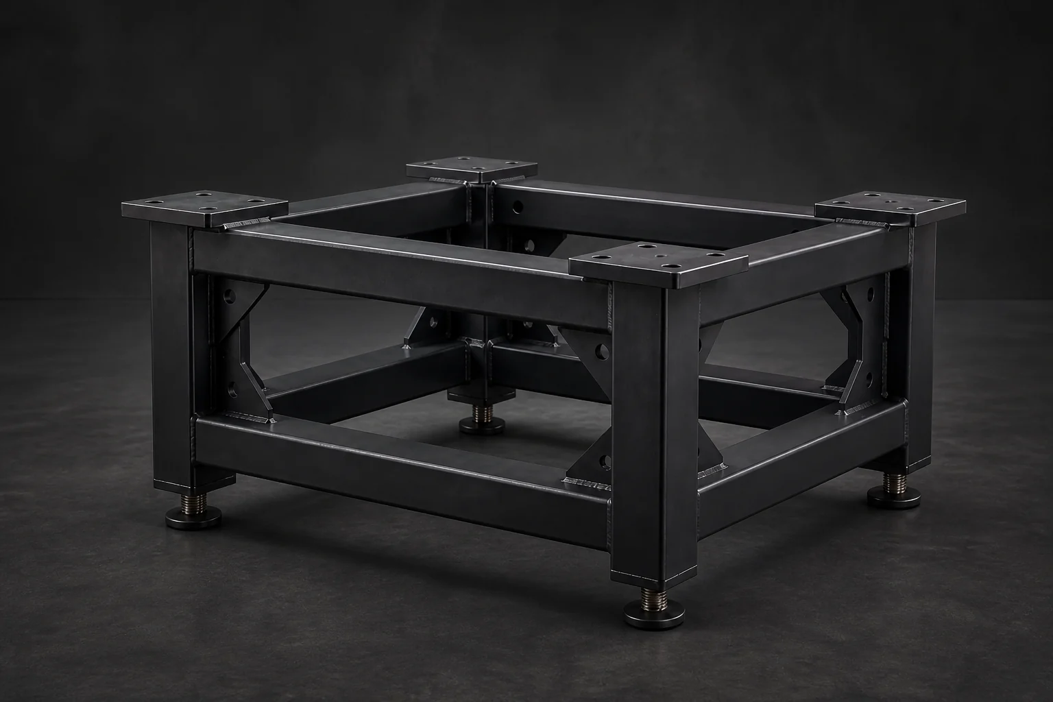 Vue basse du bâti machine et de ses renforts