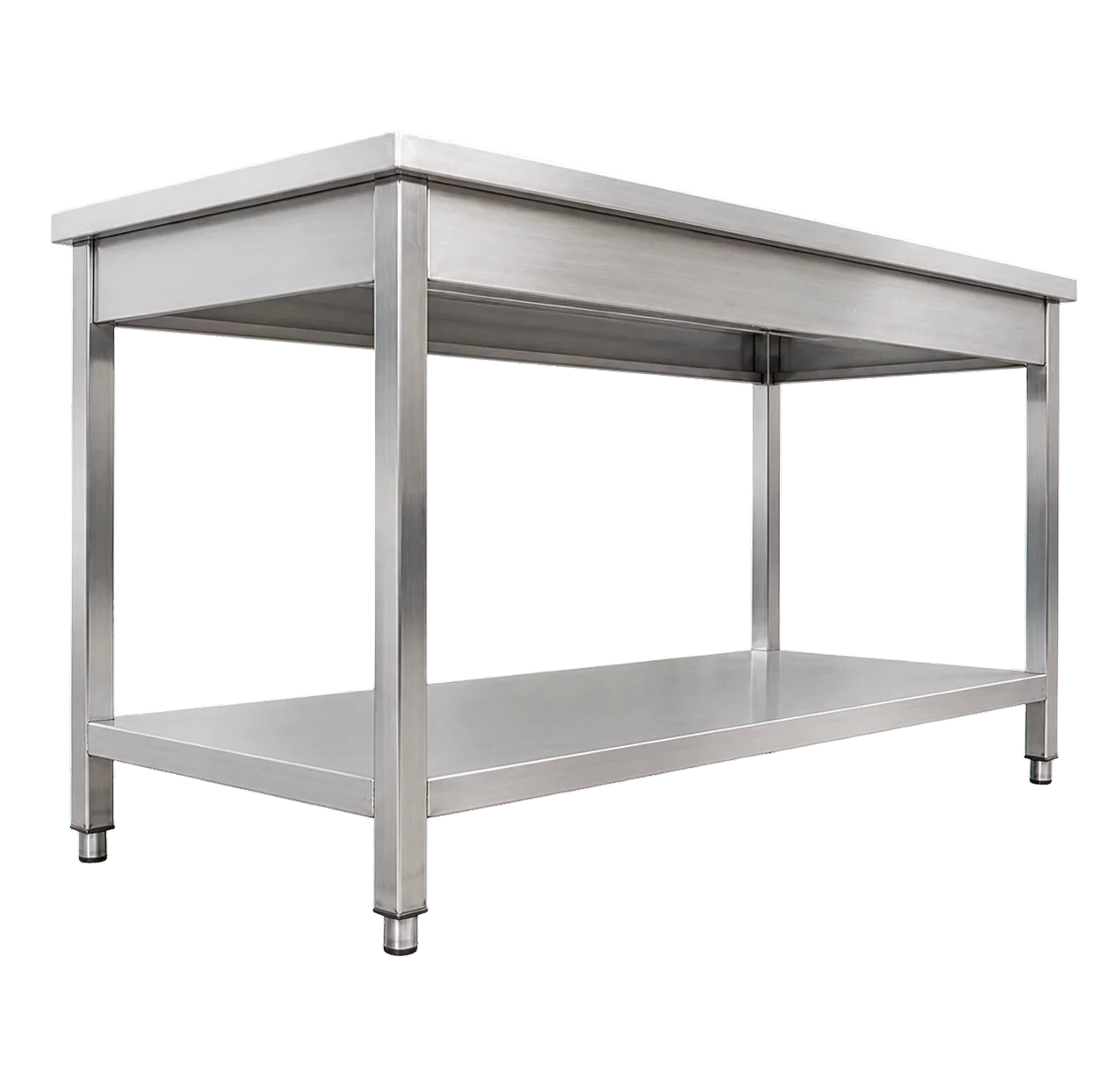 Vue basse de la table montrant la structure et l’étagère