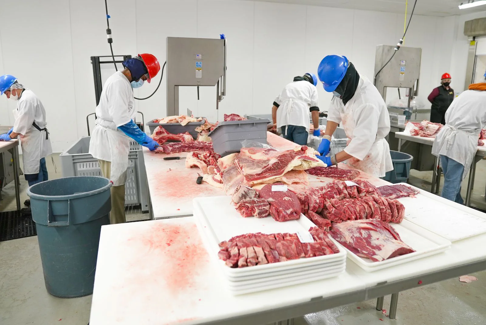 Atelier professionnel de transformation de viande équipé de surfaces inox